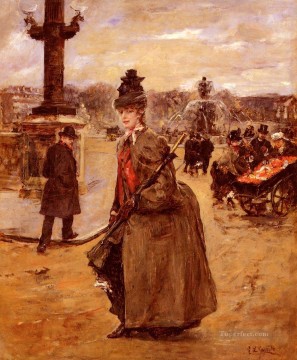 Elegante Place De La Concorde Paris woman Eduardo Leon Garrido Oil Paintings